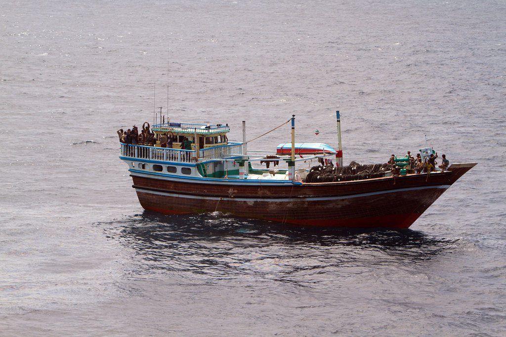 Bateau suspecté de piraterie dans le Golf d'Aden, en janvier 2012.