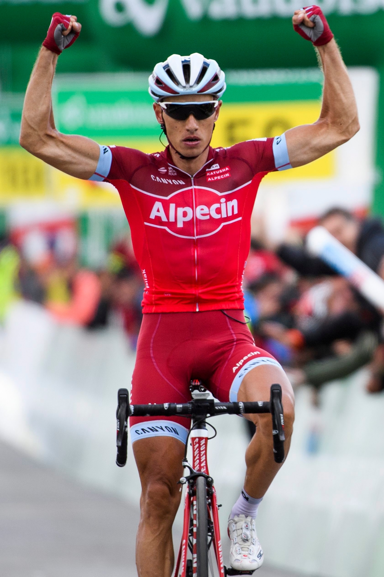 Simon Spilak from Slovenia of Team Katusha Alpecin reacts after winning the 7th stage, a 160,8 km race from Zernez, Switzerland, to Soelden, Austria, at the 81st Tour de Suisse UCI ProTour cycling race, on Friday, June 16, 2017. (KEYSTONE/Gian Ehrenzeller) SWITZERLAND CYCLING TOUR DE SUISSE 2017