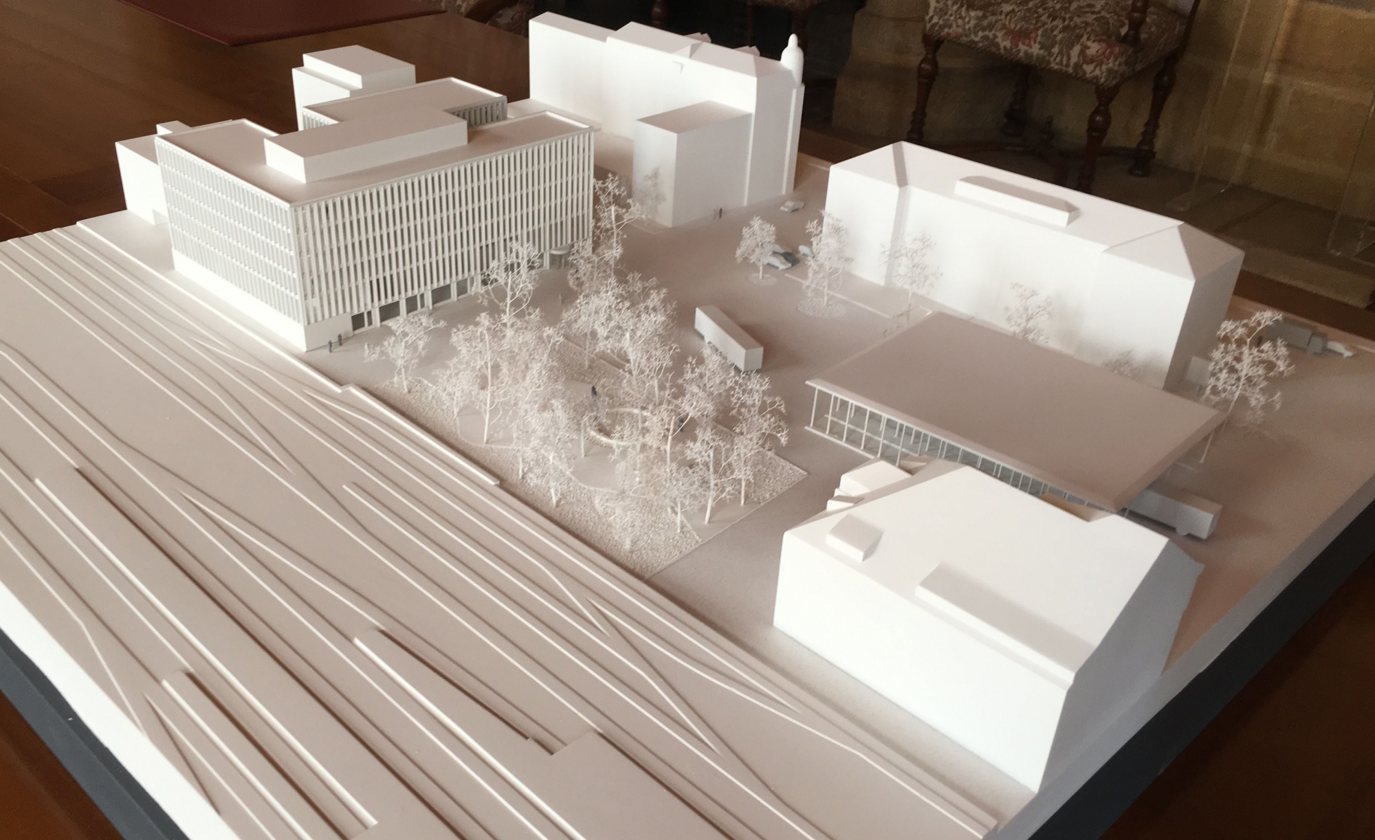 La maquette du projet de Nouvel Hôtel judiciaire, place de la Gare à La Chaux-de-Fonds. 