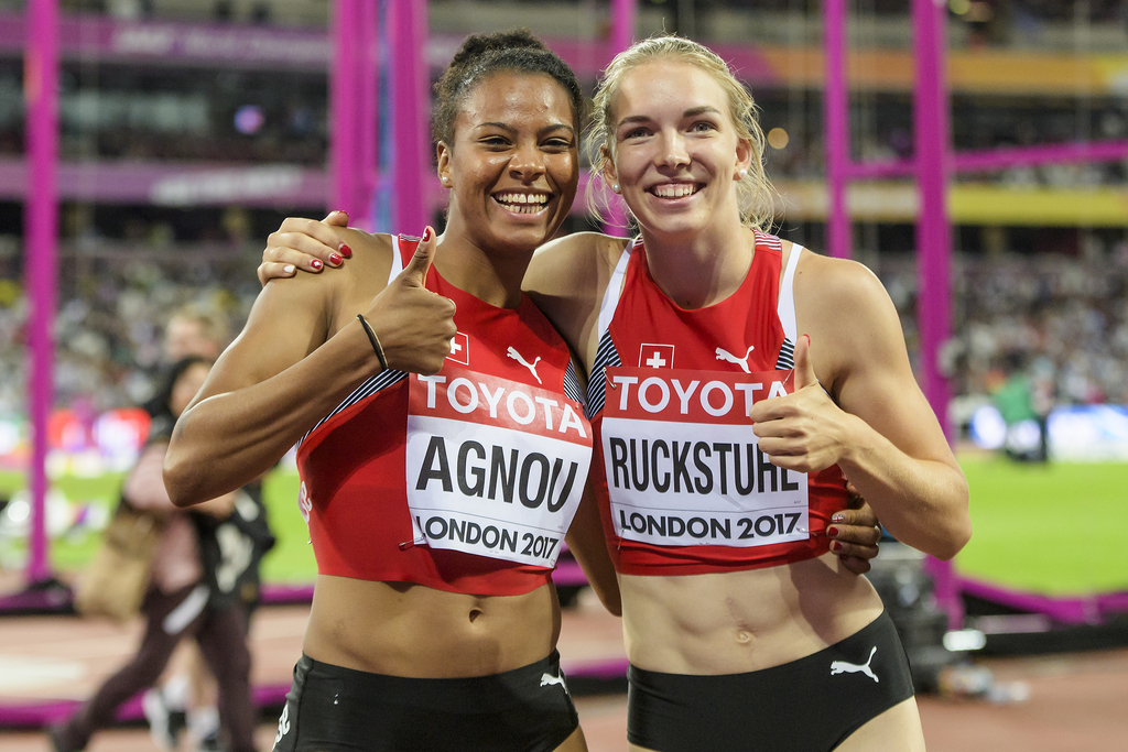 Caroline Agnou (gauche) et Geraldine Ruckstuhl (droite) ont terminé respectivement 21e et 11e de l'heptathlon.