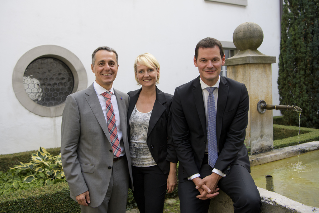 Seuls trois candidats sont sur les rangs: Ignazio Cassis (à gauche), Isabelle Moret et Pierre Maudet.