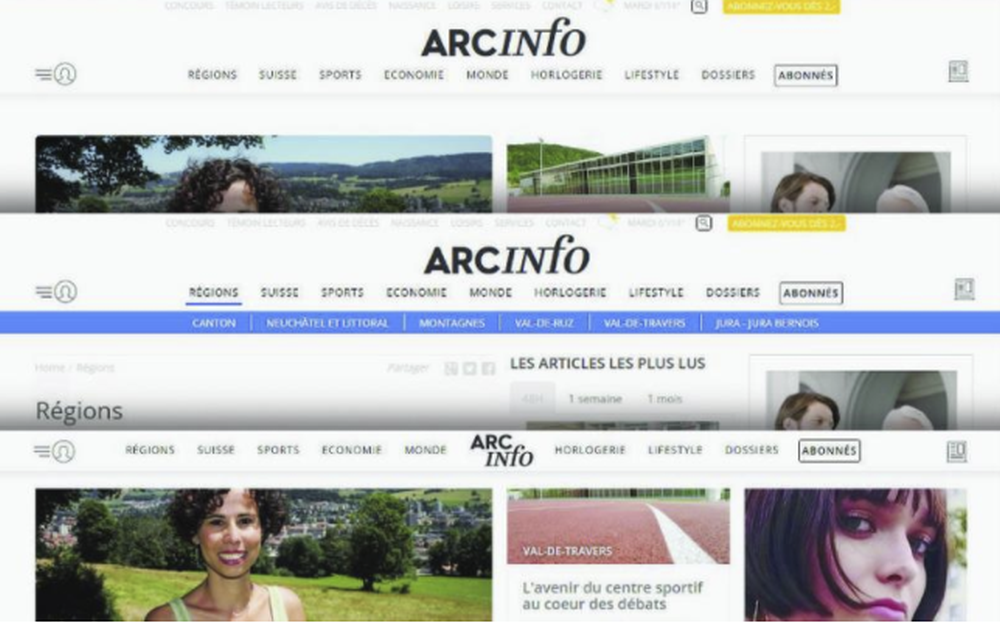 Le nouveau look d'Arcinfo.ch.