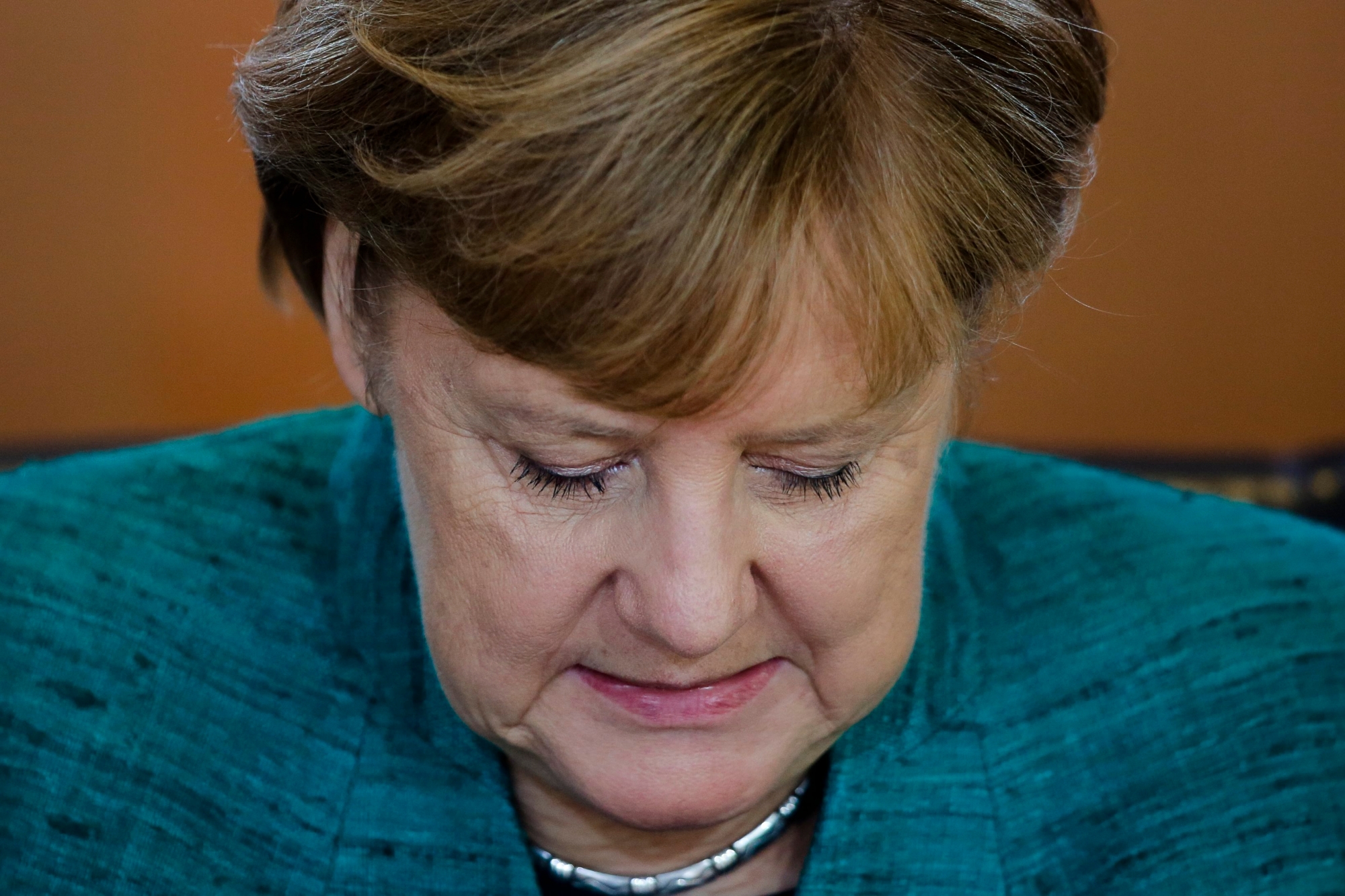 German Chancellor Angela Merkel attends a cabinet meeting of the German government at the chancellery in Berlin, Wednesday, Oct. 18, 2017. (AP Photo/Markus Schreiber) Germany Government