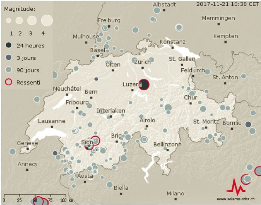 La secousse a eu lieu dans le canton de Zoug.