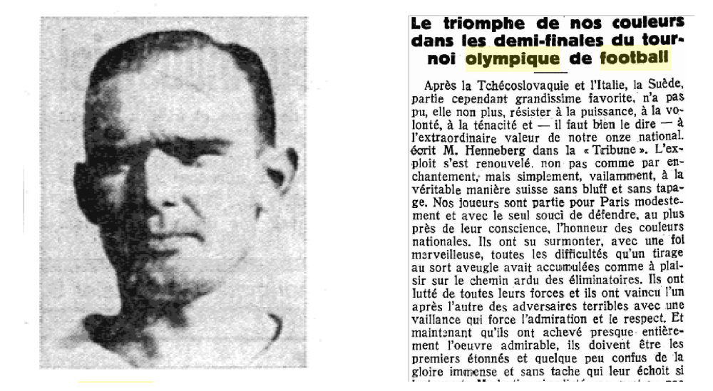 Le Neuchâtelois, à gauche, faisait partie de la sélection suisse qui a pris part aux JO de Paris en 1924.