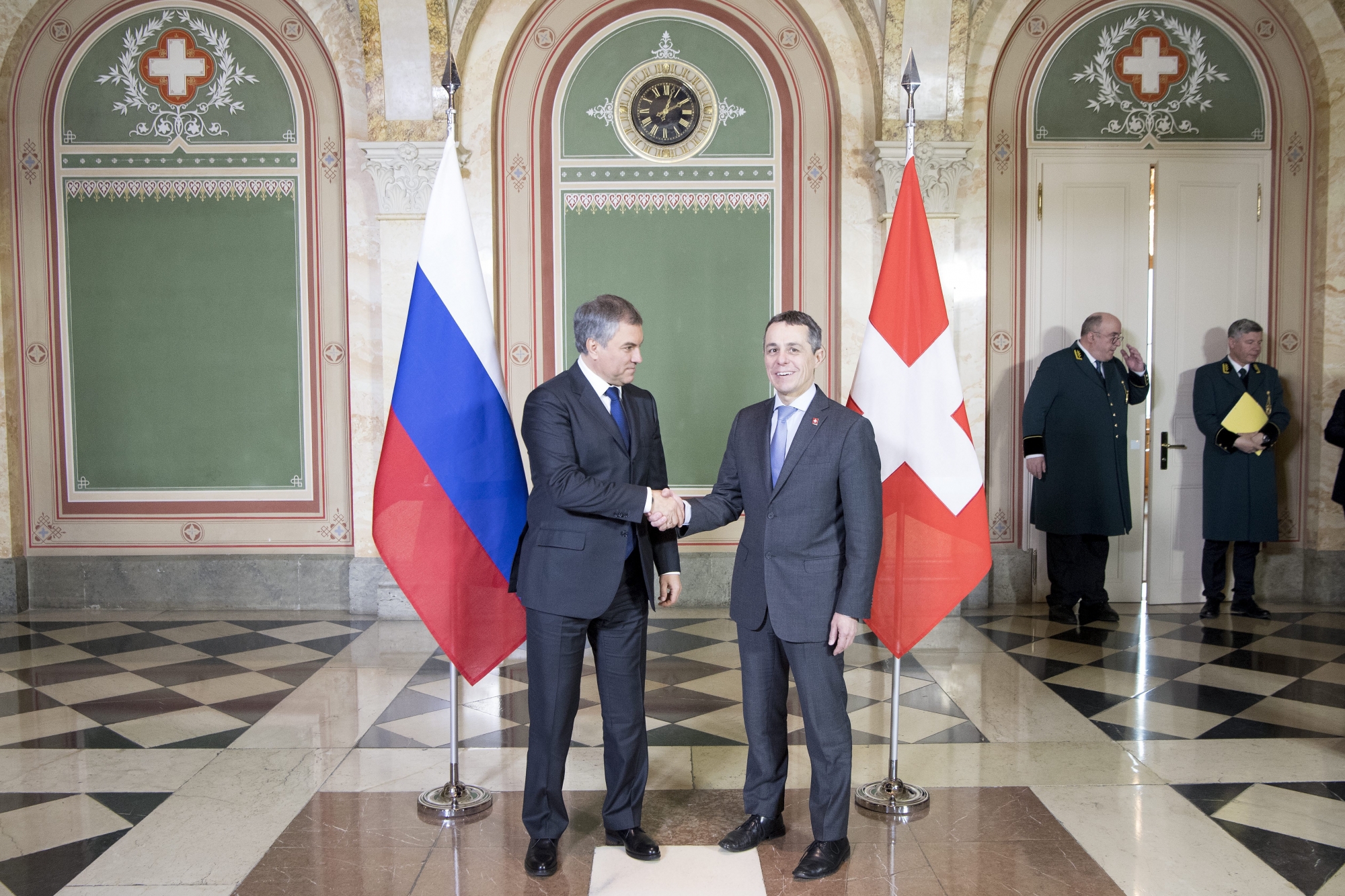 Le conseiller fédéral Ignazio Cassis a rencontré le président du Parlement russe Viatcheslav Volodine lundi dernier au Palais fédéral.