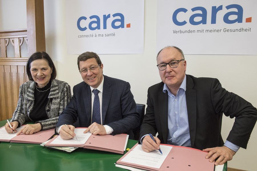 Esther Waeber-Kalbermatten, Mauro Poggia et Pierre-Yves Maillard officialisent la création de l'association CARA.