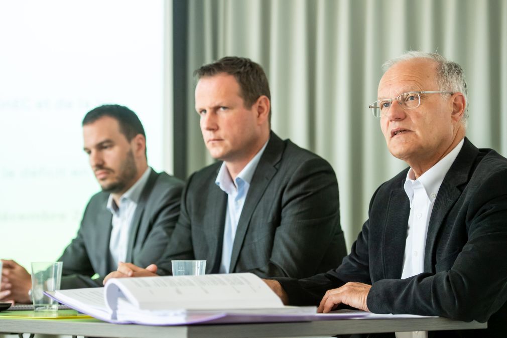 Les députés PLR Marc-André Nardin, Nicolas Ruedin et Matthieu Aubert, de droite à gauche.