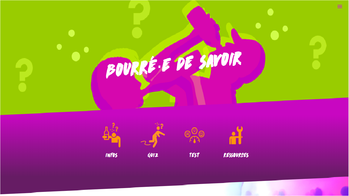 Le site propose aux adolescents des tests sur leur consommation d'alcool, des quiz et des conseils.