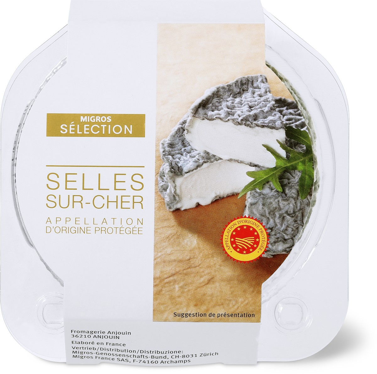 Il s'agit du fromage de chèvre français au lait cru "Selles-sur-Cher" de la marque Migros Sélection en emballage de 150g avec la date limite de consommation au 18 juillet 2018 y compris.