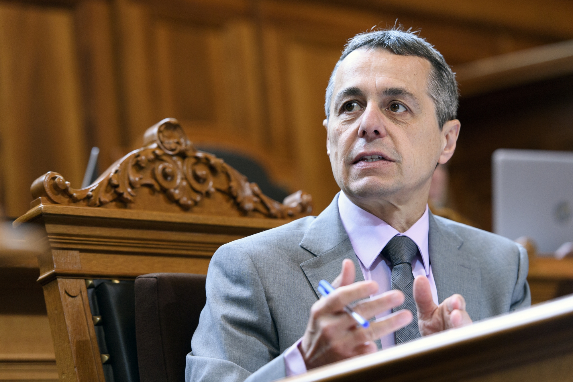 Bundesrat Ignazio Cassis spricht an der Sommersession der Eidgenoessischen Raete, am Dienstag, 12. Juni 2018 im Staenderat in Bern. (KEYSTONE/Anthony Anex) SCHWEIZ SESSION STAENDERAT