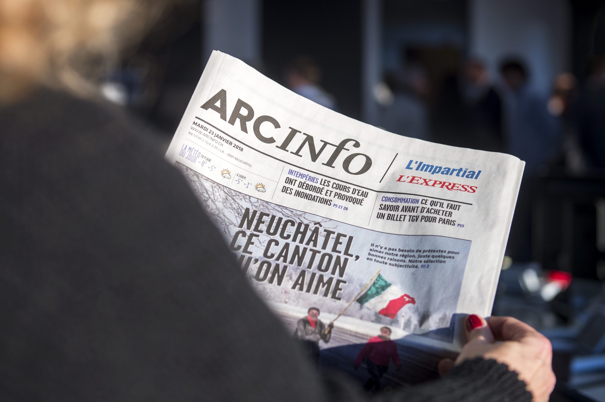 Dans le cadre de la sortie du premier numero d'arcinfo, la redaction d'Arcinfo faisait Portes-ouvertes dans leurs locaux     Neuchatel, le 23 janvier 2018  Photo: Leo Duperrex
