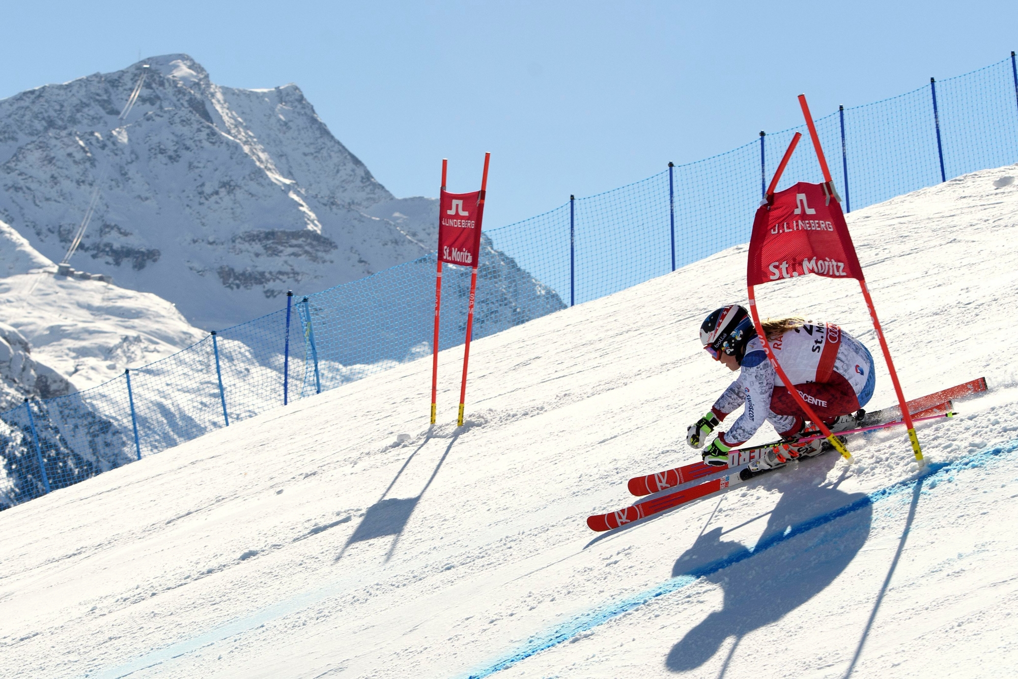 Melanie Meillard, of Switzerland, competes during the second run of the women's Giant Slalom race at the 2017 FIS Alpine Skiing World Championships in St. Moritz, Switzerland, Thursday, February 16, 2017. (KEYSTONE/Jean-Christophe Bott) SWITZERLAND ALPINE SKIING WORLDS WOMEN GIANT SLALOM