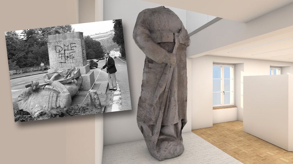 Les vestiges de la statue du Fritz dans le futur musée du Mont-Repais.
