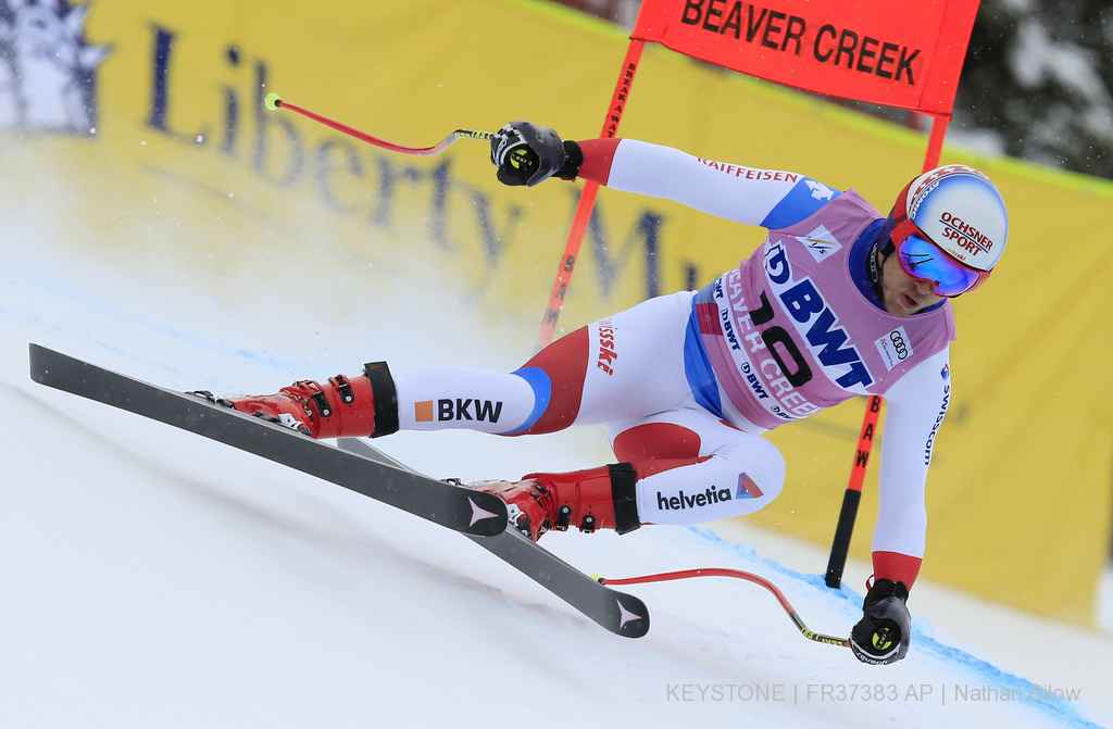 Mauro Caviezel arrive deuxième au Super G derrière l'autrichien Max Franz.