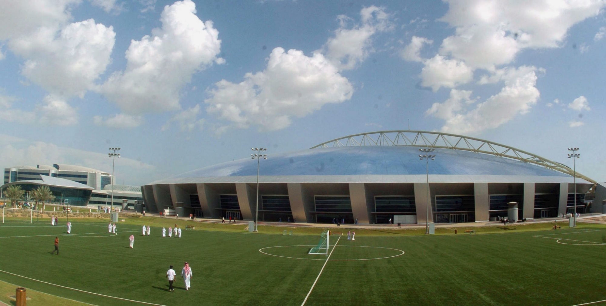 The Aspire Sports Academy, the world's biggest covered sports dome was inaugurated in Doha, Qatar on Thursday, 17 November 2005. Many internationally renowned sports personalities like football legends Pele, Maradona and Beckenbauer attended the opening ceremony.  EPA/STR QATAR ASPIRE ACADEMY OPENING