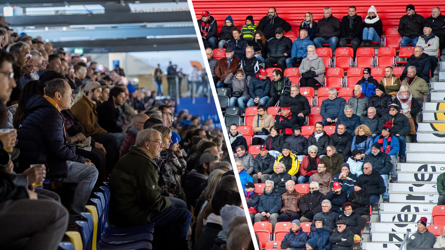 Autant aux Mélèzes (à gauche) qu’à la Maladière, les affluences ne correspondent pas toujours aux attentes des clubs concernés, ça pourrait poser un problème pour l’avenir du HCC et de Xamax.