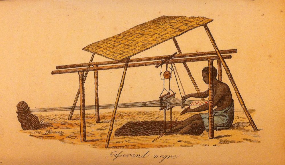 Un tisserand d'Afrique de l'Ouest, à la fin du 18e siècle.