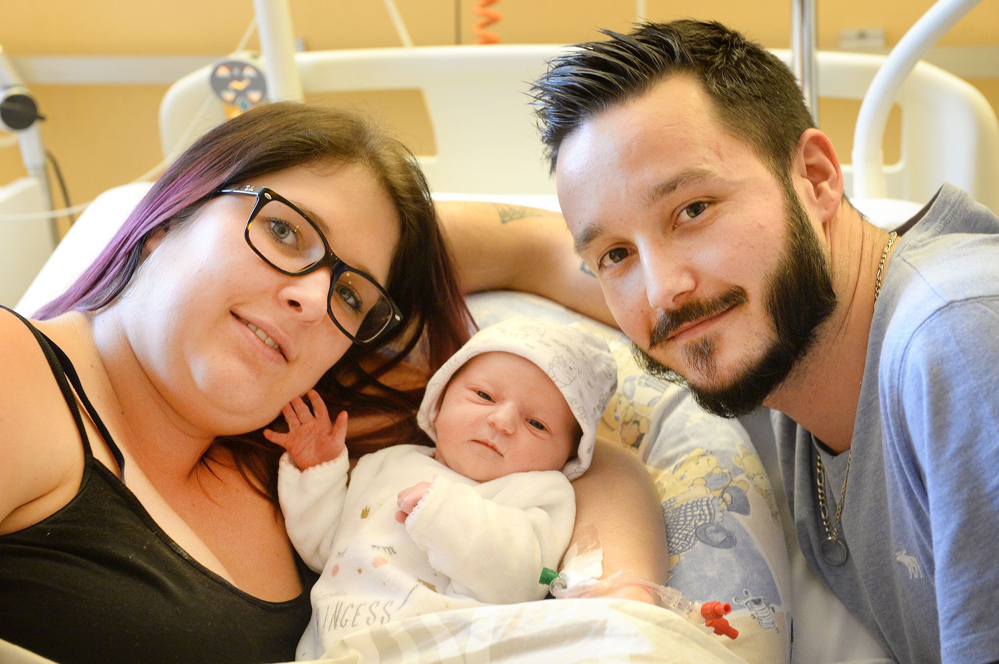 Stéphanie et Stéphane Grandjean avec leur petite Maïlyss, premier bébé neuchâtelois de 2019. né à Yverdon-les-Bains le 1er janvier 2018, à 3h26.