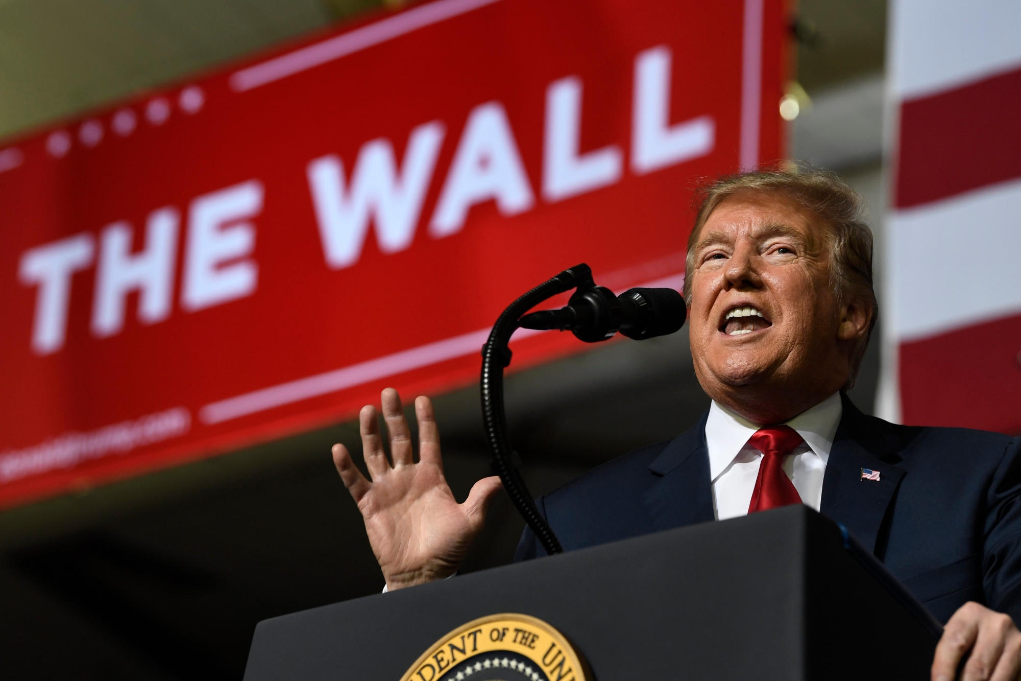 President Donald Trump speaks during a rally in El Paso, Texas, Monday, Feb. 11, 2019. (AP Photo/Susan Walsh) APTOPIX Trump
