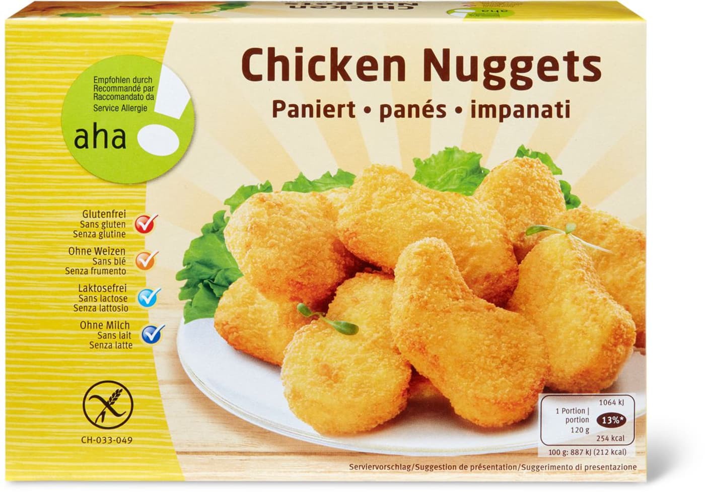 Les poulets panés peuvent contenir du gluten contrairement à ce qui est indiqué sur l'emballage.