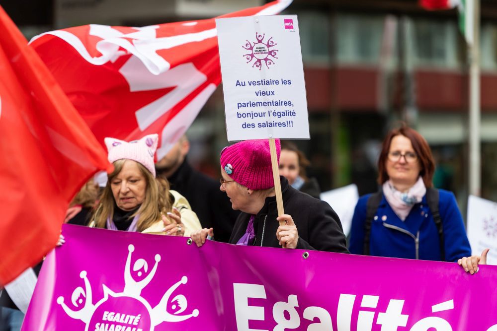 Des revendications pour l'égalité le 1er mai 2018 à La Chaux-de-Fonds.