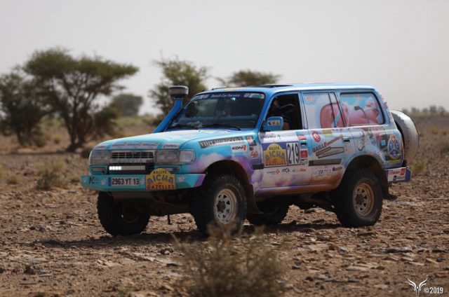 Le 4x4 dans lequel Claire Rodier-Mefflet a participé au rallye Aïcha des gazelles, au Maroc. 