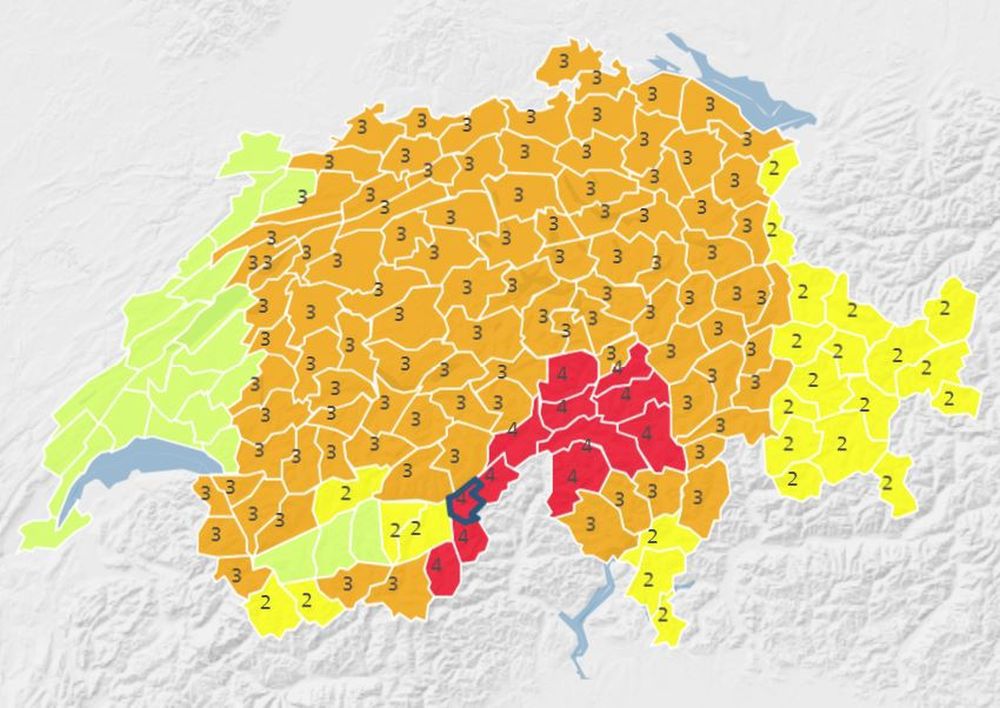 Une grande partie de la Suisse est placée en alerte de niveau 3 aux fortes chutes de neige.
