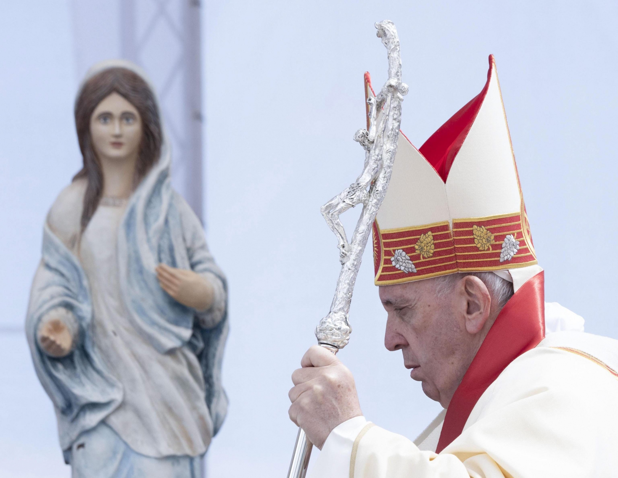 epa07553267 Pope Francis celebrates Holy Mass in Macedonia Square in Skopje, North Macedonia, 07 May 2019. Pope Francis is visiting Bulgaria and North Macedonia from 05 to 07 May; his 29th Apostolic Journey abroad.  EPA/MAURIZIO BRAMBATTI NORTH MACEDONIA POPE FRANCIS
