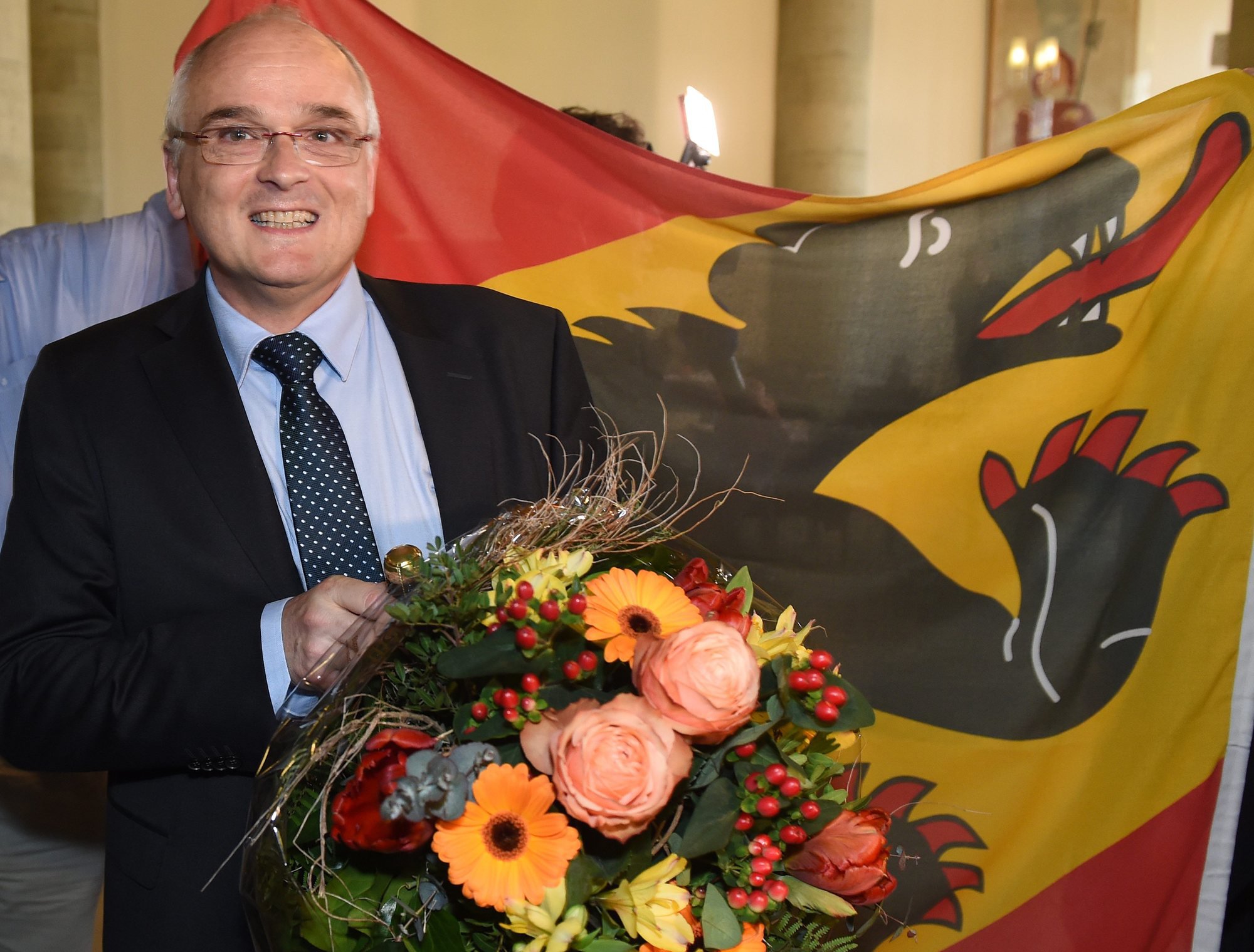 L'UDC Pierre-Alain Schnegg lors de son élection au gouvernement bernois en 2016.