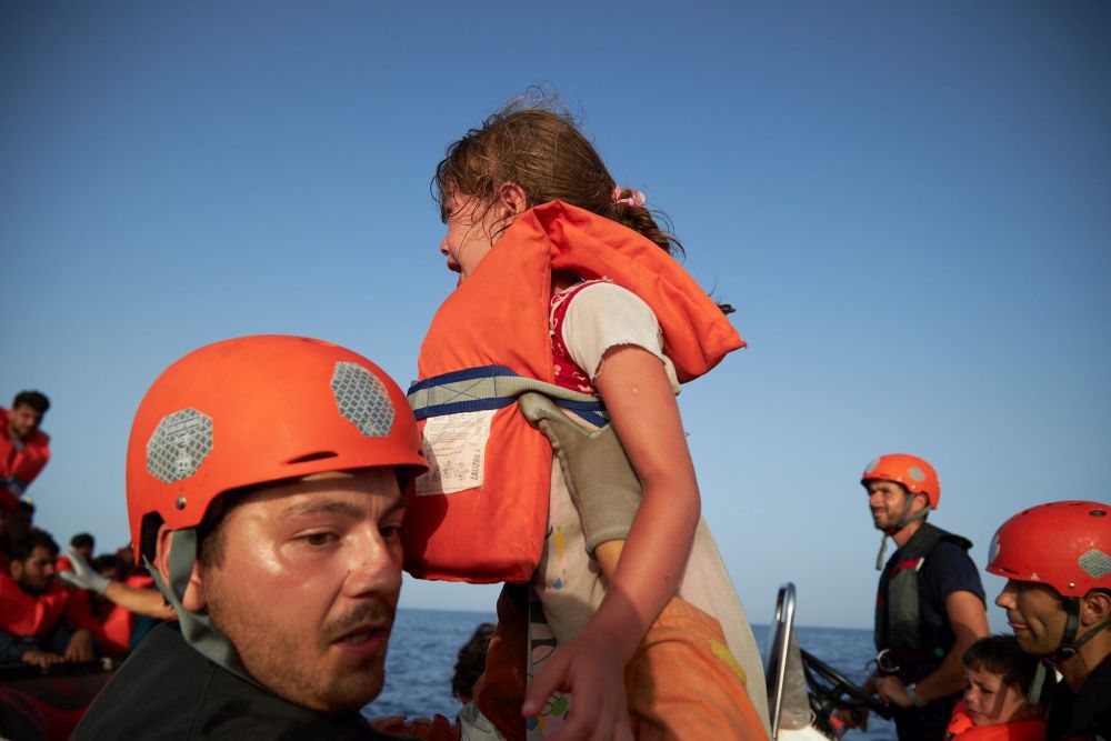 Sauvetage de migrants en mer Méditerranée.