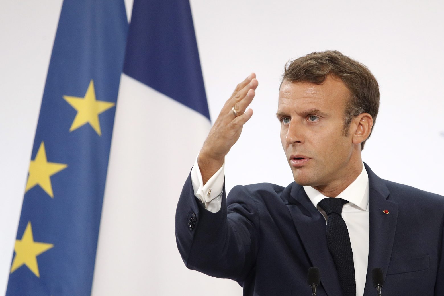 epa07796878 French President Emmanuel Macron delivers a speech during the annual French ambassadors conference at the Elysee Palace in Paris, France, 27 August 2019.  EPA/YOAN VALAT / POOL FRANCE GOVERNMENT DIPLOMACY