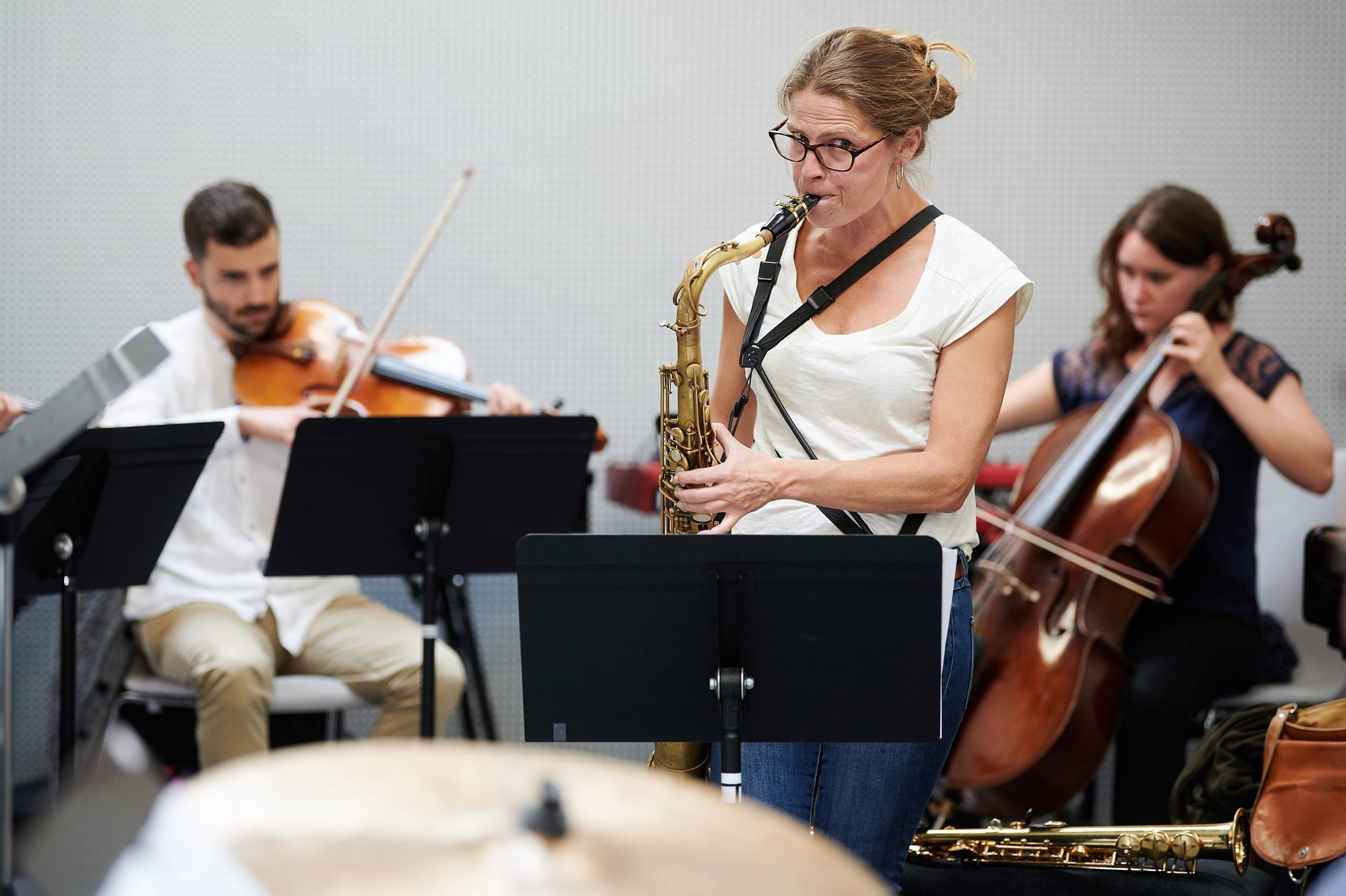La saxophoniste neuchâteloise Juliane Rickenmann s'est entourée d'un quatuor à cordes.