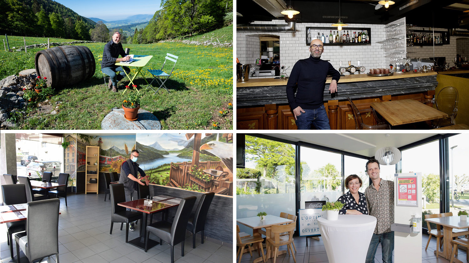 Quatre tenanciers du canton de Neuchâtel livrent leurs impressions entre espoir et appréhension sur la réouverture de leur restaurant.
