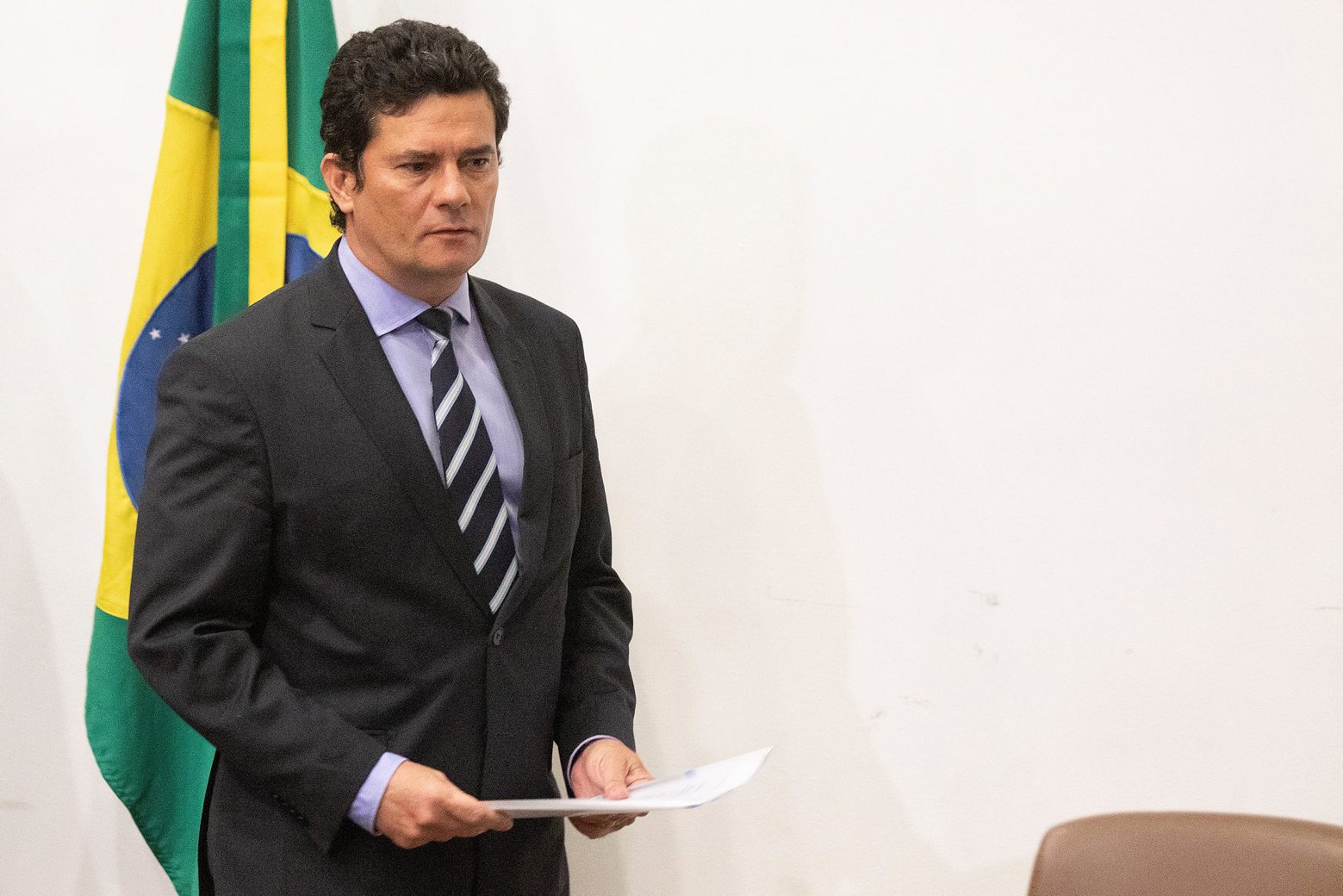 epa08382476 Brazil's Justice Minister Sergio Moro announces his resignation from government during a press conference in Brasilia, Brazil, 24 April 2020. Moro, known for imprisoning Luiz Inacio Lula da Silva as a judge, resigned today after President Jair Bolsonaro dismissed the director of the Federal Police.  EPA/JOEDSON ALVES BRAZIL JUSTICE MINISTER RESIGNS