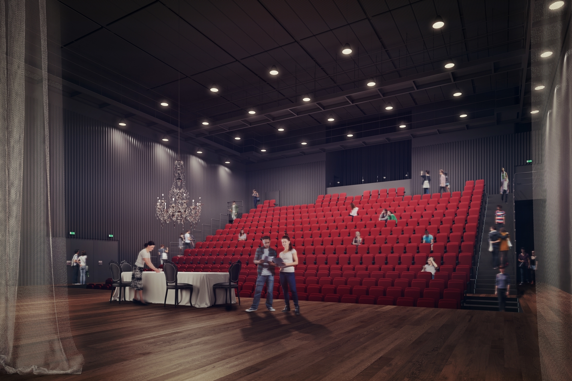 Le Théâtre du Jura doit ouvrir ses portes à l'automne 2021. Ce photomontage montre ce à quoi la scène devrait ressembler.
